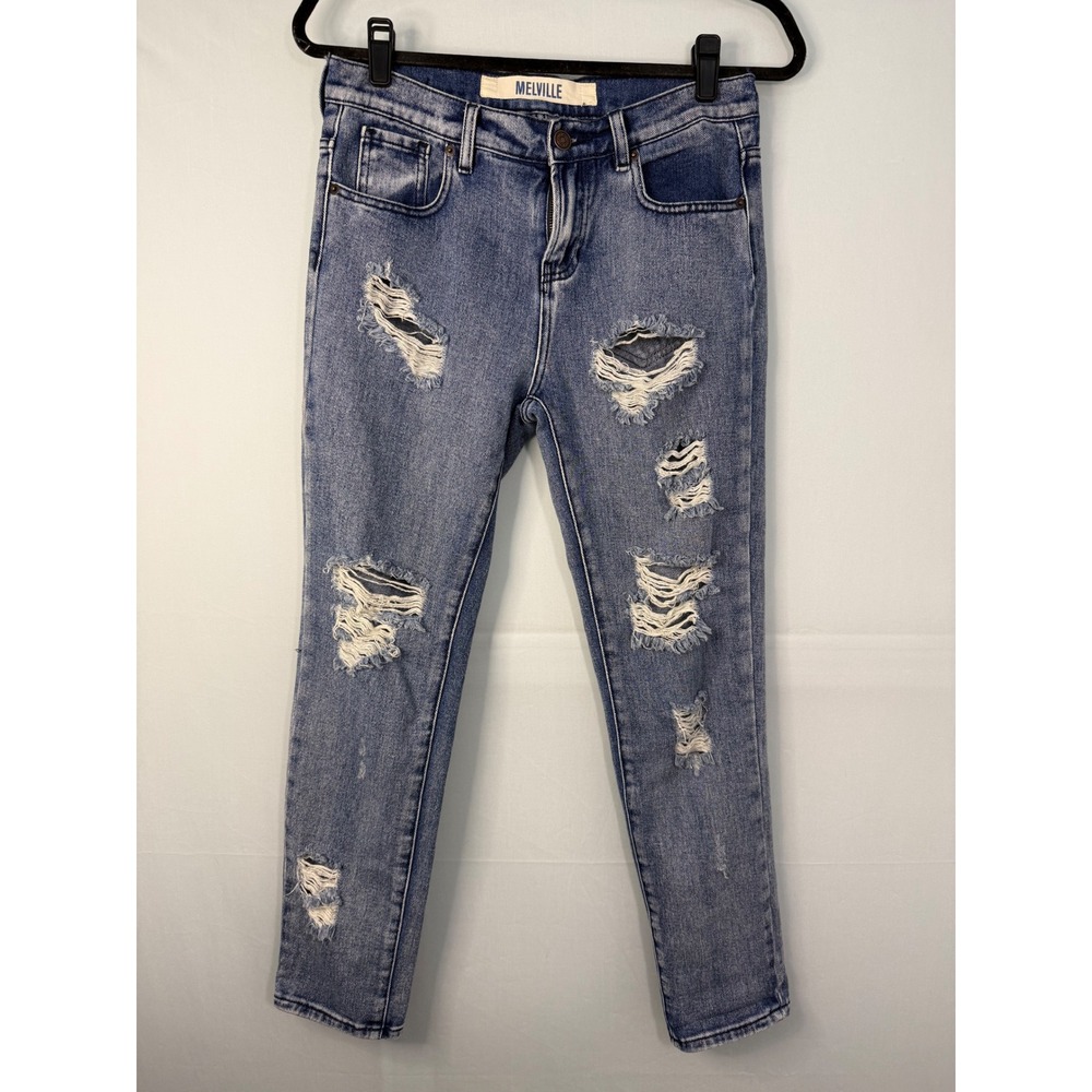Melville Distressed Jeans Womens 26 Blue Ripped Slim Fit Cotton Denim‎ Pants